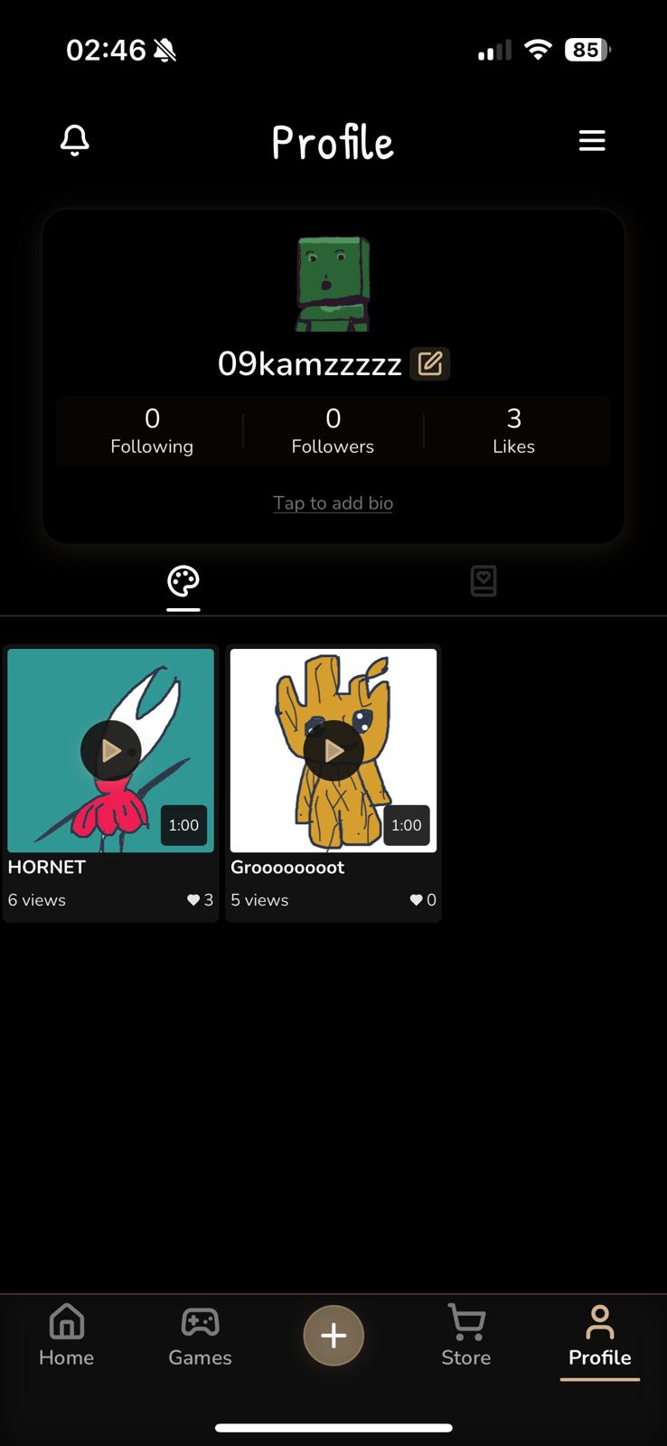 Skrawl App - Profile Screen